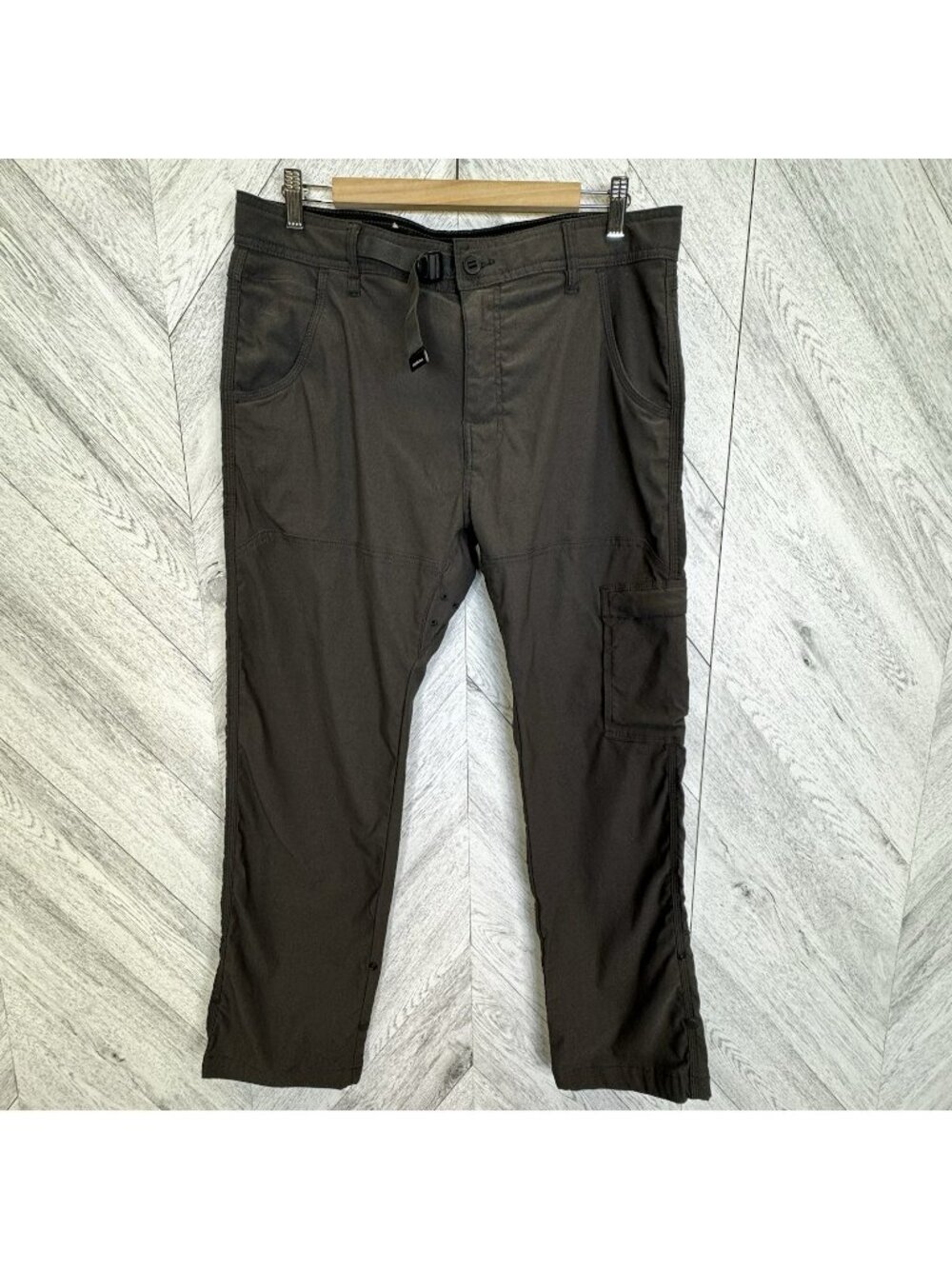 Prana Zion Hiking Pants Relaxed Fit Mens 34x32 Dark Gray Outdoor Roll Up Hem